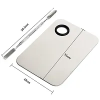 Mapperz Stainless Steel Womens Professional Cosmetic Makeup Mixing Plate with Spatula Tool (Silver)-thumb2