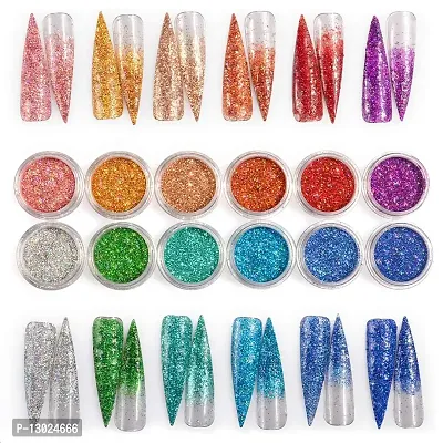 MAPPERZ 24 Pcs Nail Glitter Powder Eye Shadow/ Shinning Mirror Glimmer Nail Art Chrome Pigment/ Glitters Spangle Makeup Cosmetic - Multicolor-thumb4