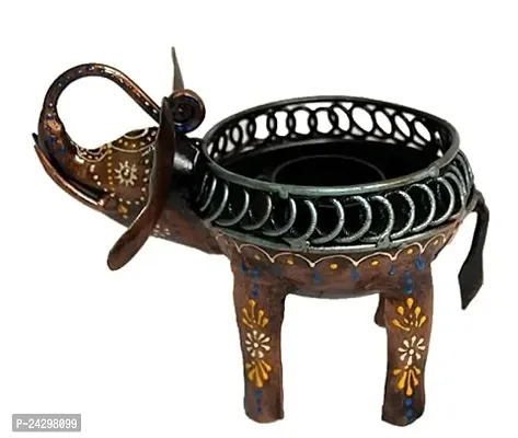 Stylish Art Tealight Holder in Elephant Design Showpiece for Home Decor Living Room Gift