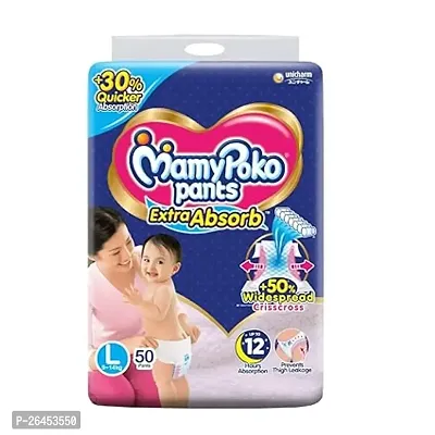 MamyPoko Pants Extra Absorb Baby Diapers, Large (L), 50 Count, 9-14 kg
