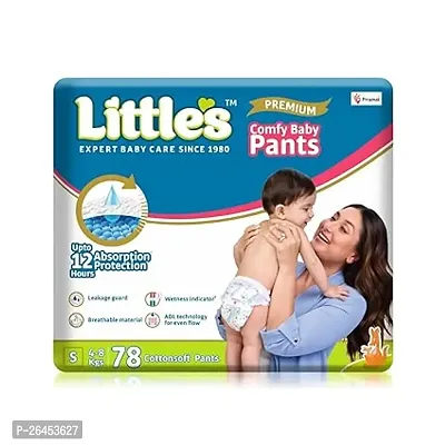 Little's Comfy Baby Pants - Premium, 12 Hours Absorption, Wetness Indicator, Cotton Soft, Small 78 Count-thumb0