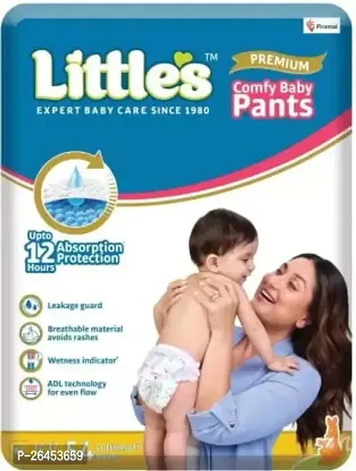 Little's Comfy Baby Pants- Premium,12 Hours Absorption,X-Large(12-17kg),54 Count,Wetness Indicator, Cotton Soft,