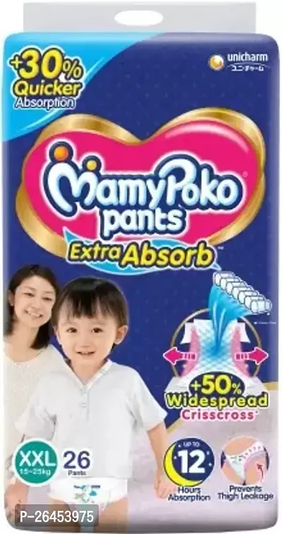 MamyPoko Pants Extra Absorb Baby Diapers, XX-Large (XXL), 26 Count, 15-25 kg