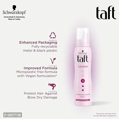 Schwarzkopf Taft Locken Hair Mousse, For long lasting curls, Weather-proof formula, Hold 3 with no stickiness-thumb4