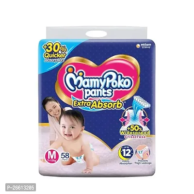 MamyPoko Pants Extra Absorb Baby Diapers, Medium (M), 58 Count, 7-12 kg