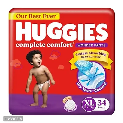 Huggies Complete Comfort Wonder Pants Extra Large (XL) Size (12-17 Kgs) Baby Diaper Pants, 34 count| India's Fastest Absorbing Diaper with upto 4x faster absorption | Unique Dry Xpert Channel