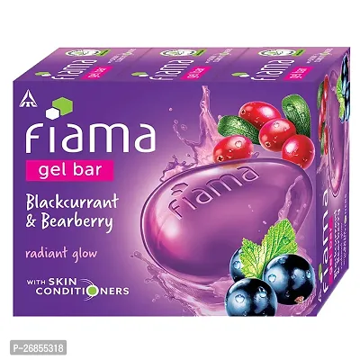 Fiama Gel Bar Blackcurrant And Bearberry for Radiant Glowing Skin, With Skin Conditioners, 125g soap (Pack Of 3)-thumb0