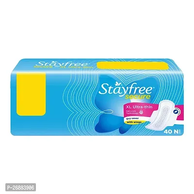 Stayfree Secure XL (Pack of 40) Ultra Thin Dry Cover Sanitary Pads For Women With Wings