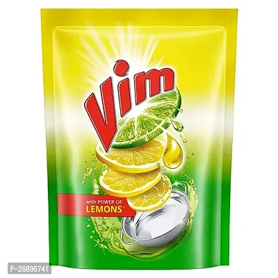 Vim Dishwash Liquid Gel Lemon, With Lemon Fragrance, Leaves No Residue, Grease Cleaner For All Utensils, 500 ml Refill Pouch