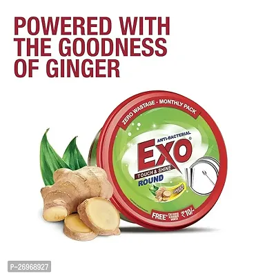 Exo Round Dishwash Bar 500G With Exo Super Scrubber Free Complete Dishwashing Solution With Anti-Bacterial Efficacy  Goodness Of Ginger Remove Tough Grime Stains With Ease.-thumb2