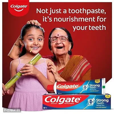 Colgate Strong Teeth, 300g with Free Toothbrush, Indiarsquo;s No: 1 Toothpaste Brand, Calcium-boost for 2X Stronger Teeth, Prevents cavities, Whitens Teeth, Freshens Breath-thumb5
