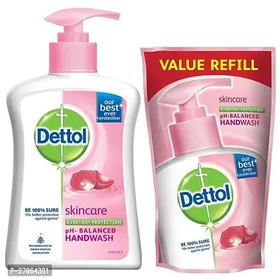 Dettol Skin Care Handwash Pump 200ml+FREE 175ml Refill-thumb0