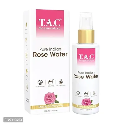 TAC - The Ayurveda Co. Pure Indian Rose Water For Toning  Hydration, Alcohol Free, 100% Ayurvedic, for Women  Men, All Skin Types, 100ml