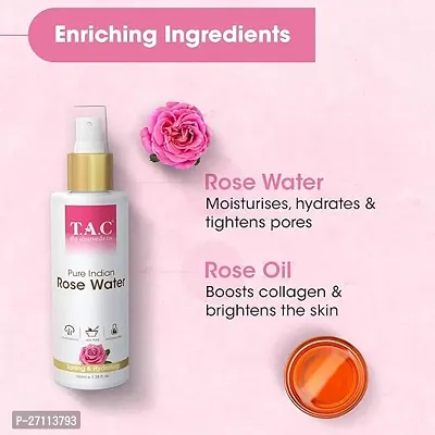 TAC - The Ayurveda Co. Pure Indian Rose Water For Toning  Hydration, Alcohol Free, 100% Ayurvedic, for Women  Men, All Skin Types, 100ml-thumb2