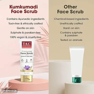 TAC - The Ayurveda Co. 7% Kumkumadi Face Scrub for Glowing  Radiant Skin for Tan Removal, Exfoliation  Blackheads Removal with Natural Walnut Shell Granules - Gentle Deep Scrubbing for Women  Men,-thumb2