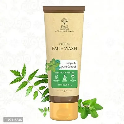 Khadi Essentials Herbal Neem Face Wash For Acne  Pimples with Tulsi  Tea Tree, For Women  Men, Sulphate and Paraben Free, 100ml