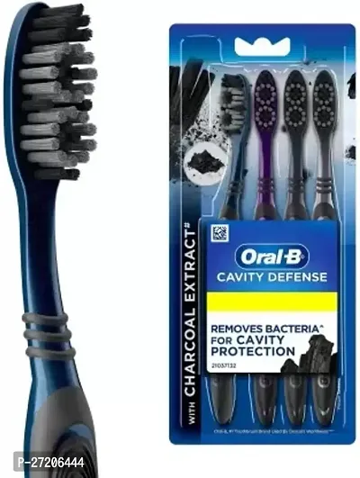 Oral-B Cavity Defense 123 Black with Charcoal Extract Soft Toothbrush  (4 Toothbrushes)