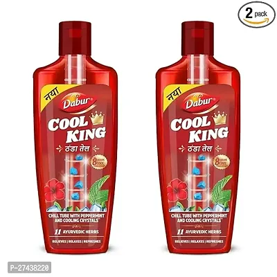 Dabur Cool King Thanda Tel Hair Oil - 374ml (Pack of 2) | Power of 11 Ayurvedic Herbs | Relaxing  Refreshing Cooling Effect | Relieves Headache, Sleeplessness  Stress | Suitable for Men's  Women-thumb0