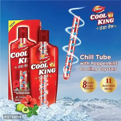 Dabur Cool King Thanda Tel Hair Oil - 374ml (Pack of 2) | Power of 11 Ayurvedic Herbs | Relaxing  Refreshing Cooling Effect | Relieves Headache, Sleeplessness  Stress | Suitable for Men's  Women-thumb2