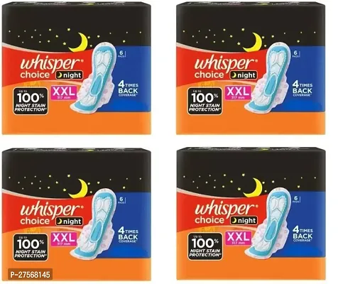 Whisper Choice Night XXL 317 mm - 6 Napkins Sanitary Pad (pack of 4)