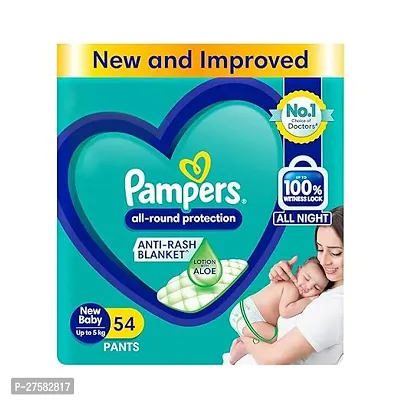 Pampers All Round Protection Pants, New Born/Extra Small (NB/XS) Size, 54 Count, Pant Style Baby Diapers, Anti Rash Blanket, Lotion with Aloe Vera, Up to 5kg Diapers