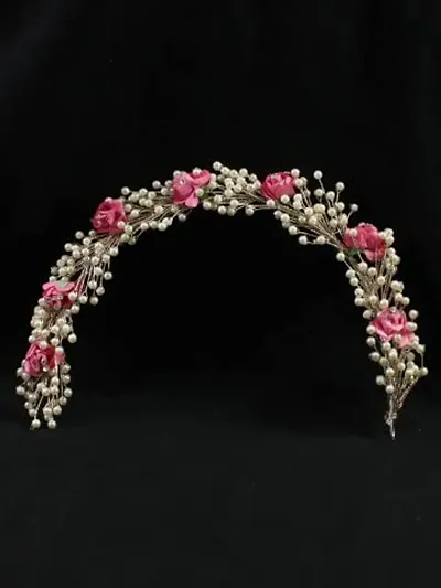 Samyak Designer Butterfly Style Pearl Headband Veni Hair accessory/ Clips / Pins For Wedding,Party Occasions