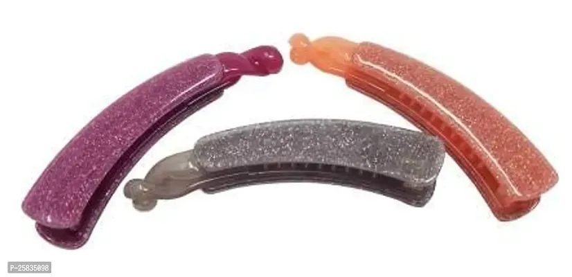 Stylish Small Banana Clips Super Shiny Glitter Shades Multicolor Banana Clip Pack Of 3