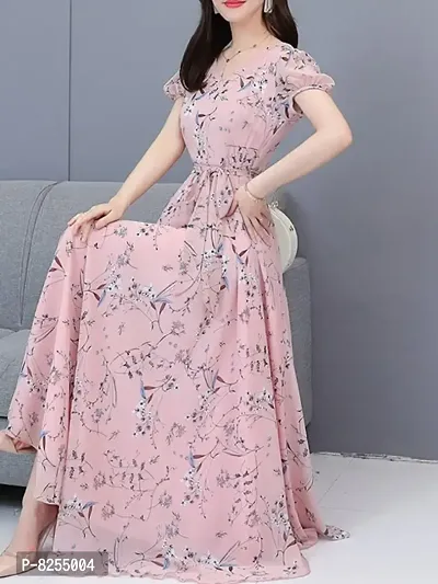 PEACH GGT PRINT LONG DRESS-thumb0