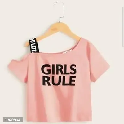 PINK GIRLS RULE PRINTED TOP