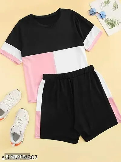 TRI CONTRAST TSHIRT WITH SHORTS-thumb0