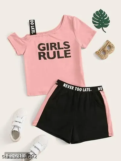 PINK GIRLS RULE TOP WITH SHORTS