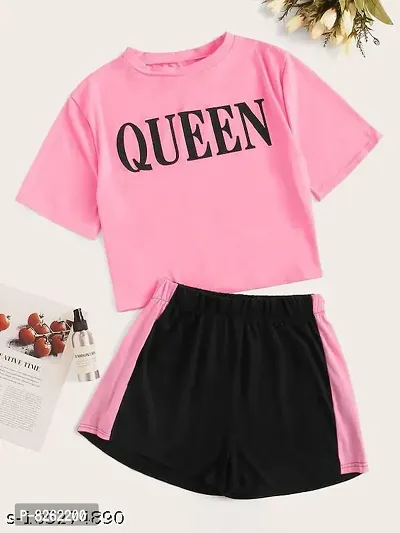 PINK QUEEN TSHIRT WITH SHORTS