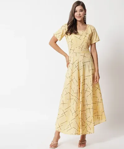 Maxi Printed Fit And Flare Dresses