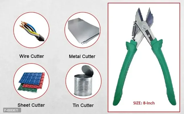 Pilerman Katiya Popat Heavy Wire Cutter/Metal Cutter/Sheet Cutter/Tin Cutter (8 inch, Green)