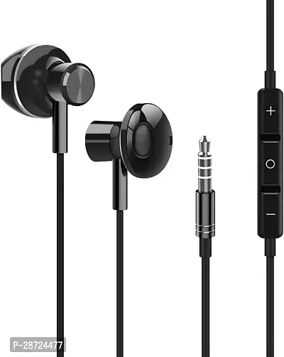 Stylish Black Wired - 3.5 MM Single Pin Headphones-thumb0