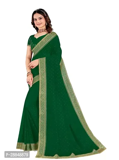 Beautiful Silk Blend Saree With Blouse Piece For Women-thumb0