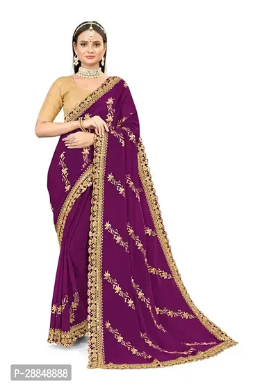 Beautiful Silk Blend Saree With Blouse Piece For Women