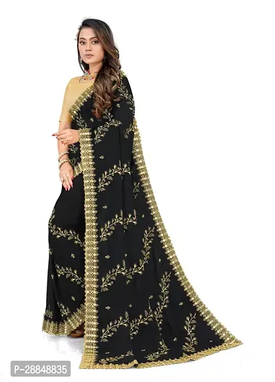 Beautiful Silk Blend Saree With Blouse Piece For Women