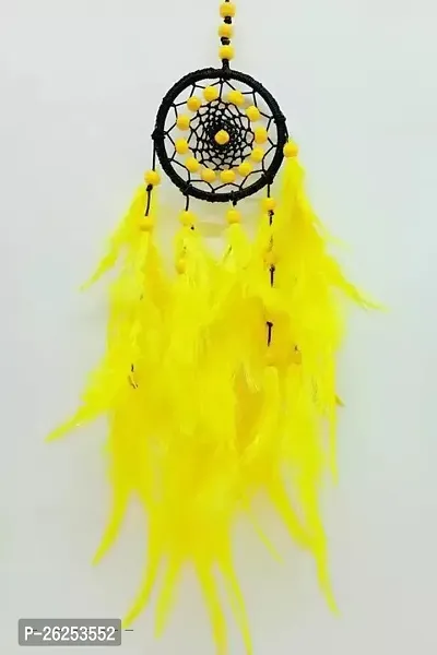 Stylish Fabric Yellow Dream Catchers For Home Decoration-thumb0