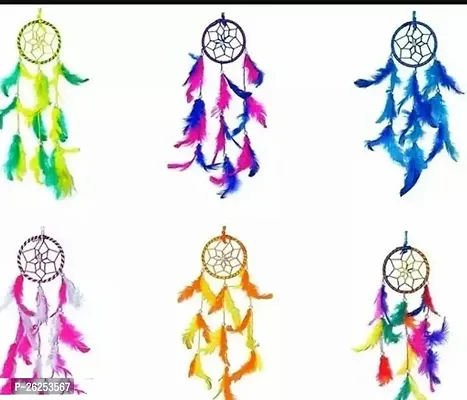 Stylish Fabric Multicoloured Dream Catchers For Home Decoration Pack Of 6-thumb0