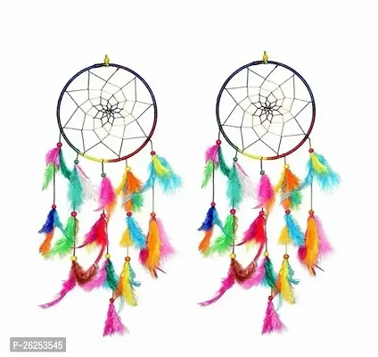 Stylish Fabric Multicoloured Dream Catchers For Home Decoration Pack Of 2