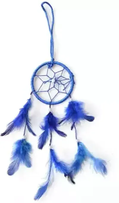 UVID ART AND CRAFT SUPPLIES Feather, Steel, Nylon Dream Catcher  (7 inch, Blue)