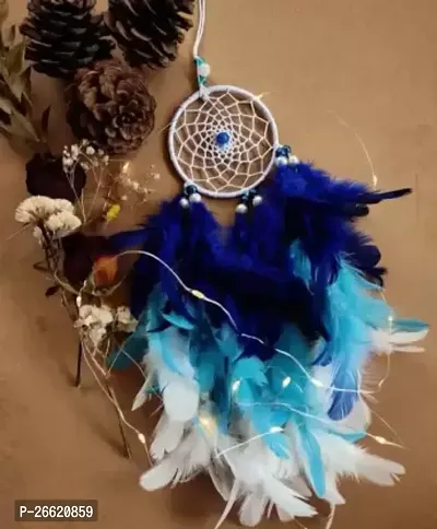 UVID ART AND CRAFT SUPPLIES Feather Dream Catcher  (12 inch, Blue)