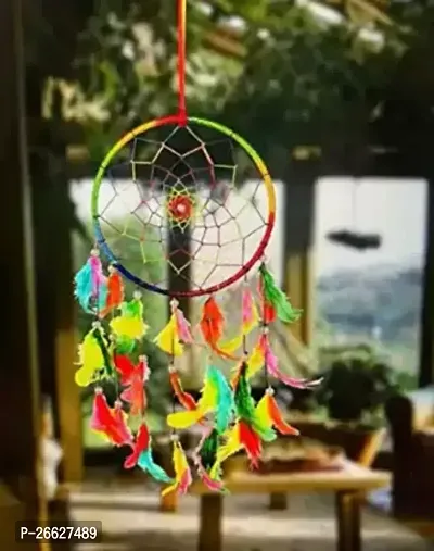 UVID ART AND CRAFT SUPPLIES Feather Dream Catcher  (12 inch, Multicolor)