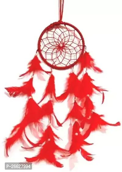 UVID ART AND CRAFT SUPPLIES Feather Dream Catcher  (15 inch, Red)-thumb0