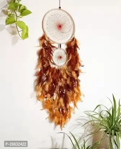 UVID ART AND CRAFT SUPPLIES Feather Dream Catcher  (25 inch, Brown)-thumb0