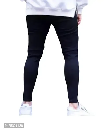 Stylish Black Cotton Printed Mid-Rise Jeans For Men-thumb2