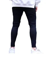 Stylish Black Cotton Printed Mid-Rise Jeans For Men-thumb1