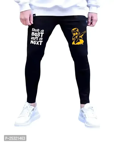 Stylish Black Cotton Printed Mid-Rise Jeans For Men