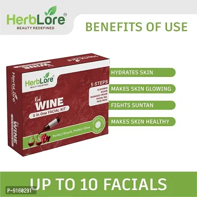 HerbLore Red Wine Facial Kit, 5-Pieces SkinCare Kit with DeepCleanser, Scrub, Nourishing Gel, Cream, FacePack for Radiant Complexion, Clean  Brighten, Skin Care Kit For Women, Girls  Men - 275 Grams-thumb3